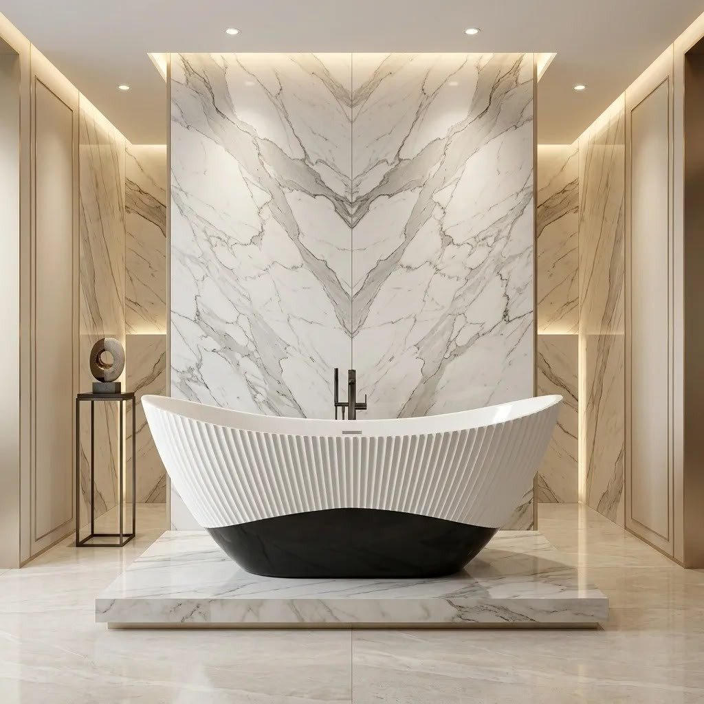 Luxury Double Slipper Freestanding Bathtub - Modern Elegance & Ultimate Comfort