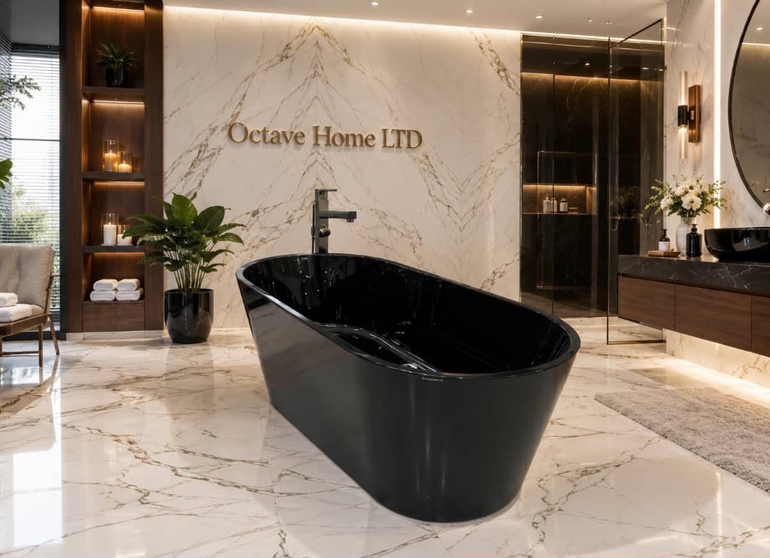Luxury Fluted Oval Freestanding Bathtub - Modern Bathroom Soaking Tub