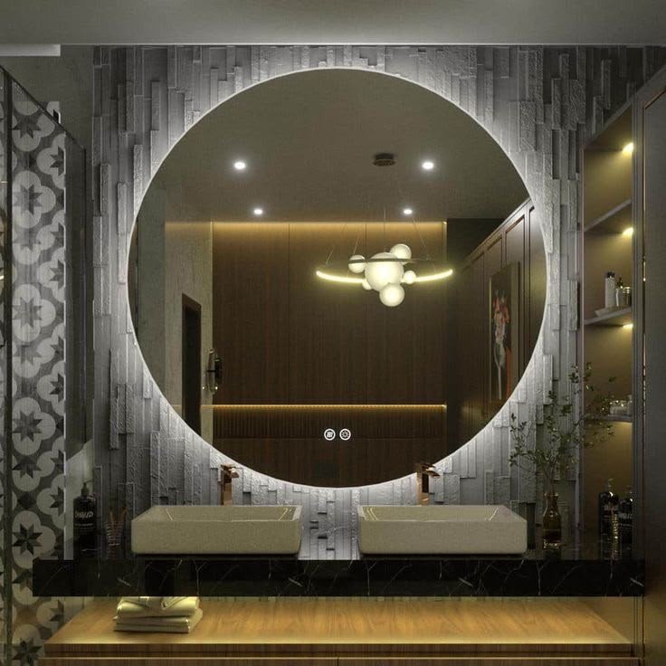 Luxury Round LED Smart Bathroom Mirror with Defogger & Dimmable Light