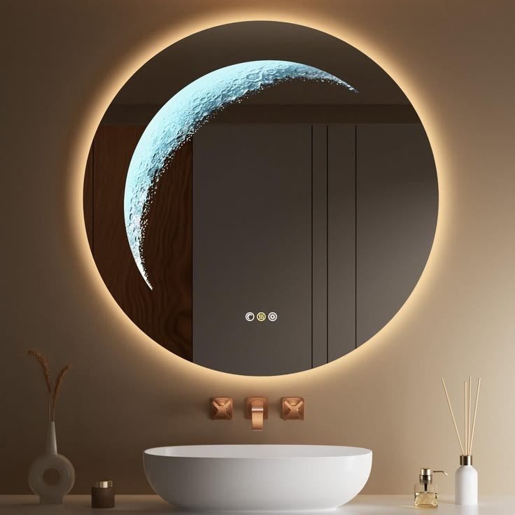 Luxury Round LED Smart Bathroom Mirror - Anti-Fog, Dimmable, Touch Control