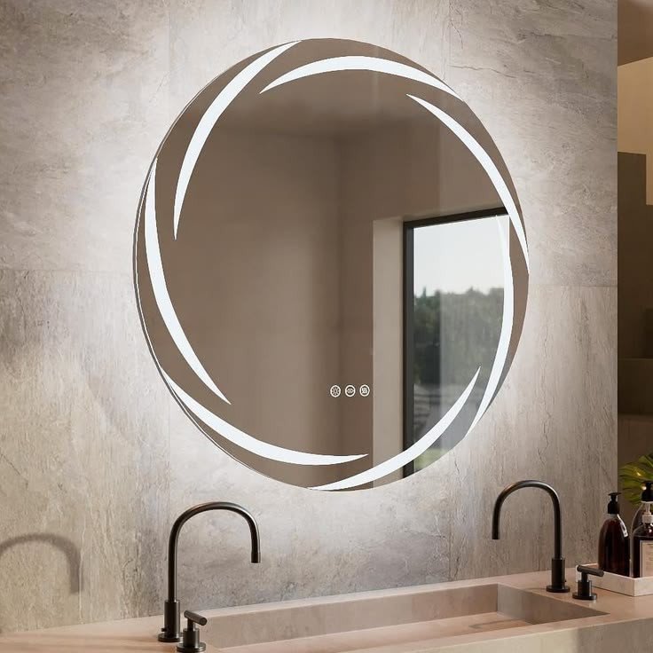 Luxury Round LED Smart Bathroom Mirror - Anti-Fog, Dimmable, Touch Control