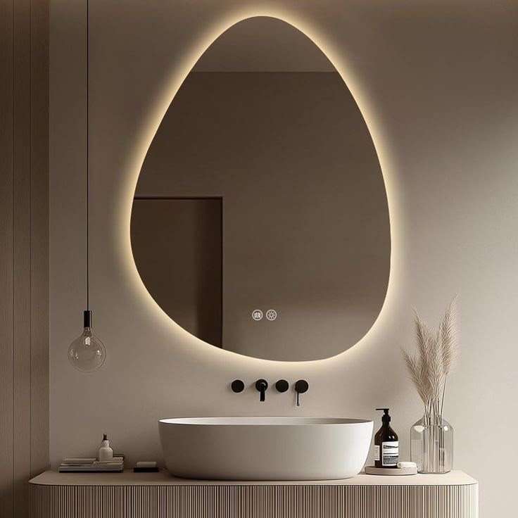 Luxury Teardrop LED Bathroom Mirror - Dimmable Vanity Wall Mount