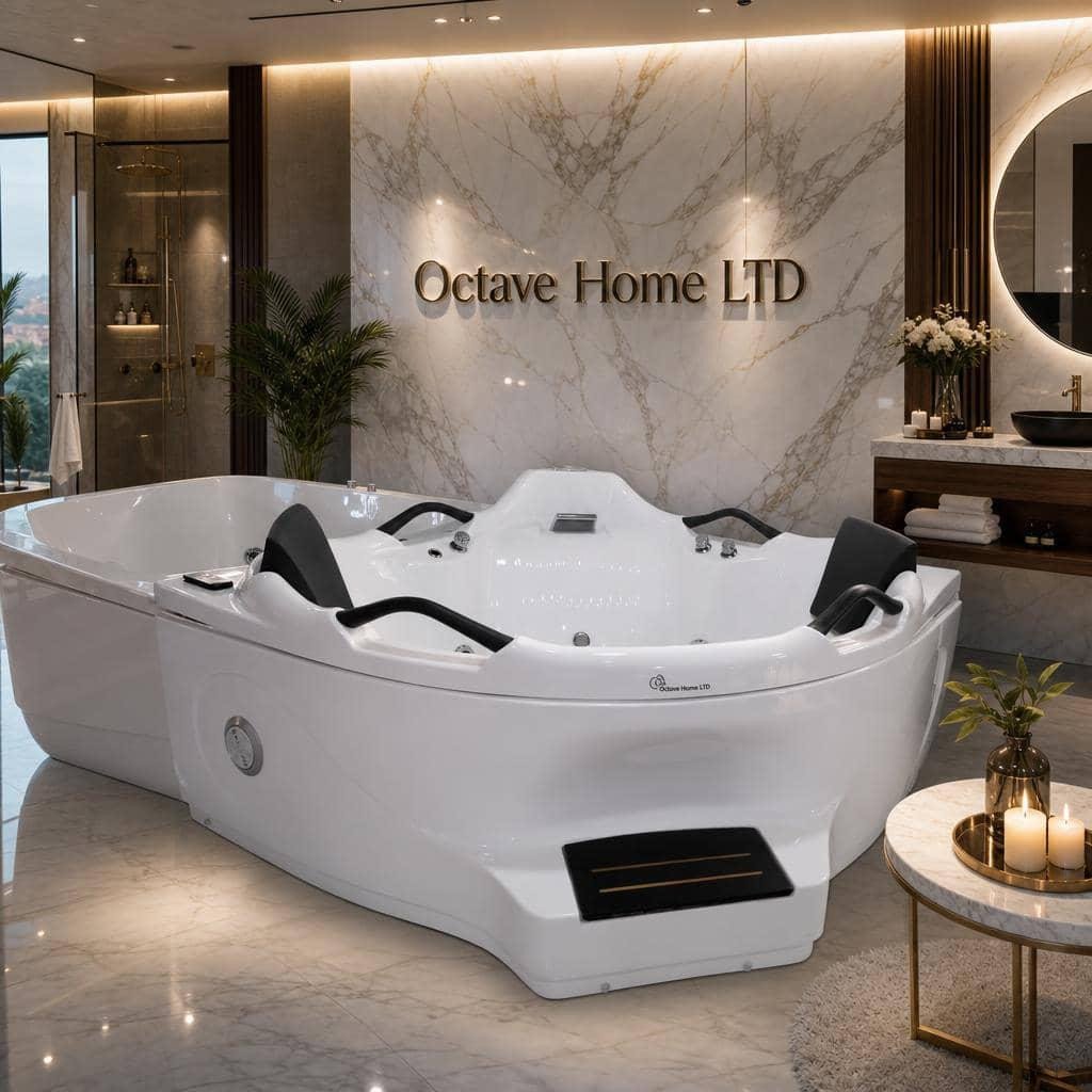 Luxury Double-Seater Corner Jacuzzi Bathtub – Indoor & Outdoor Spa Collection