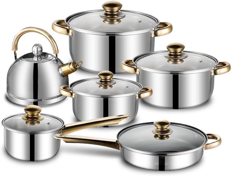 10-Piece Non-Stick Stainless Steel Cookware Set with Lids - Pots & Pans for Everyday Cooking