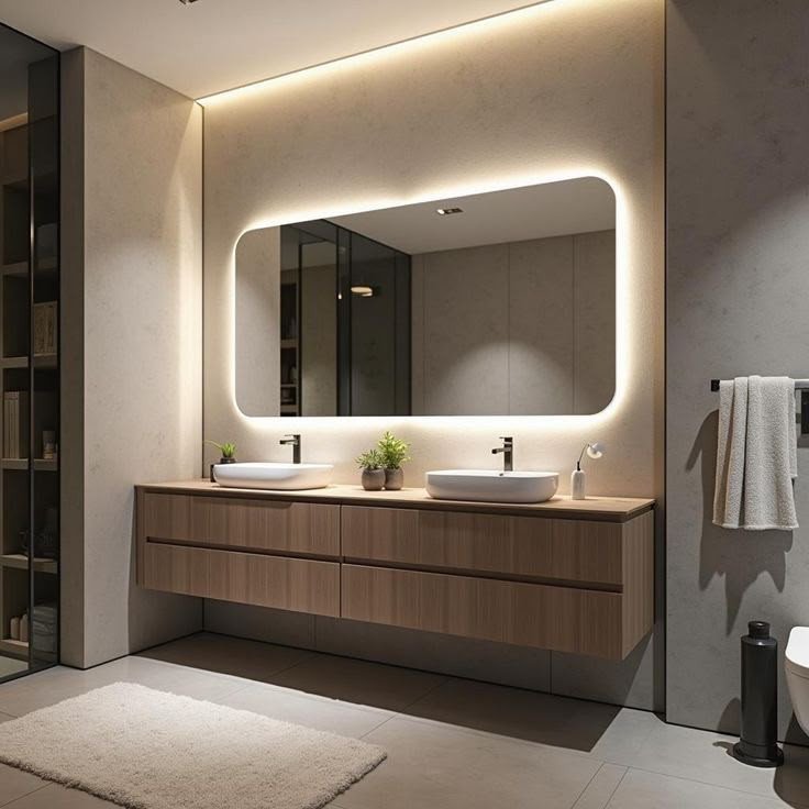 Luxury LED Bathroom Mirror - Anti-Fog, Dimmable Vanity Wall Light