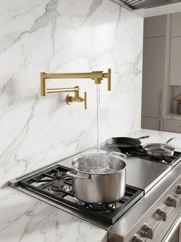 Wall Mounted Pot Filler Faucet - Single Handle, Extendable Arm for Kitchen