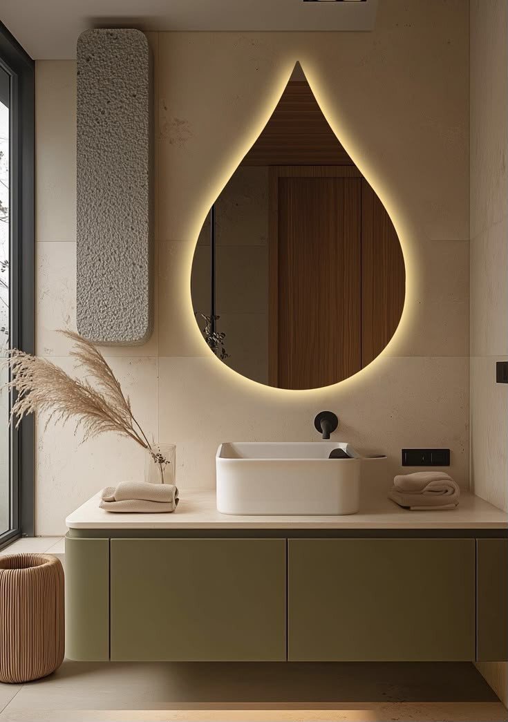 Luxury Teardrop LED Bathroom Mirror - Modern Vanity Wall Light