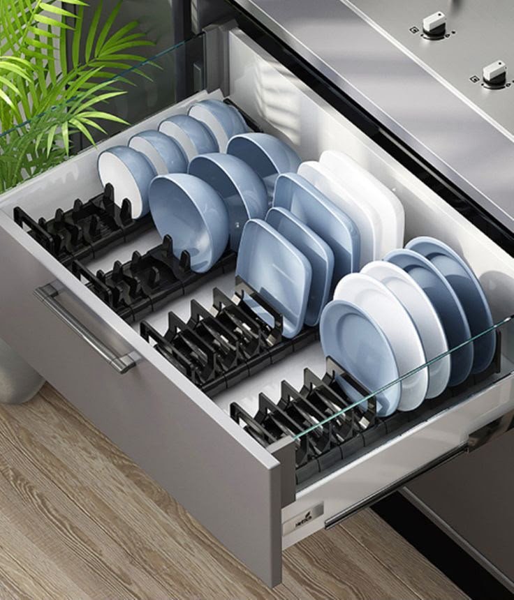 Pull-Out Dish & Plate Rack Collection: Space-Saving Kitchen Organization