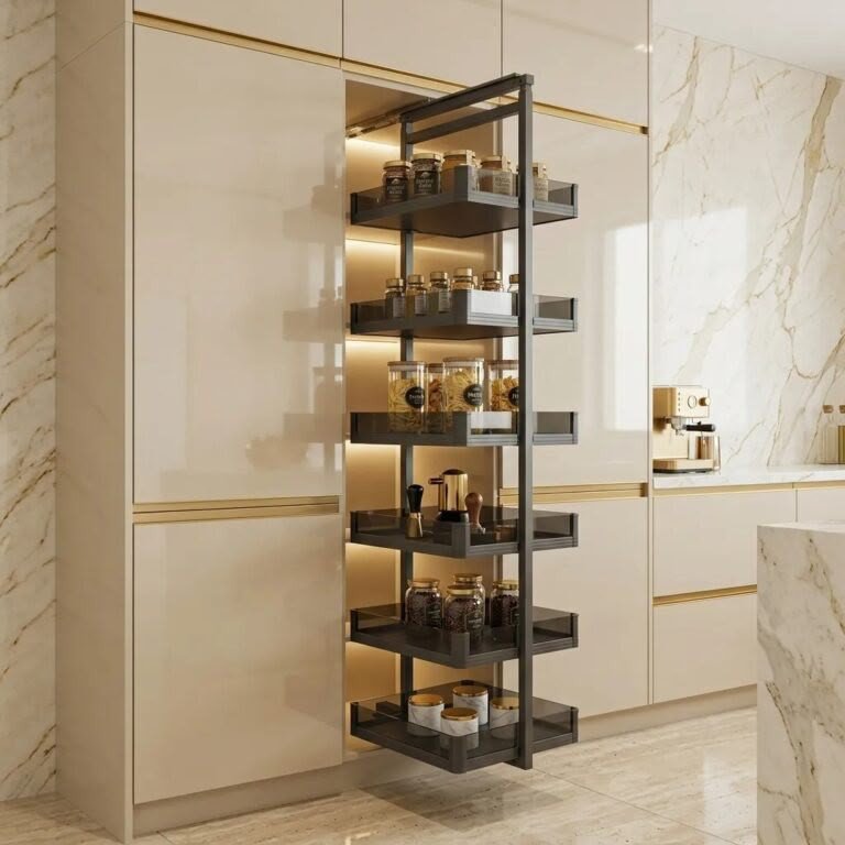Pull-Out Pantry Storage Organizer - Kitchen Cabinet Slide-Out Shelving System