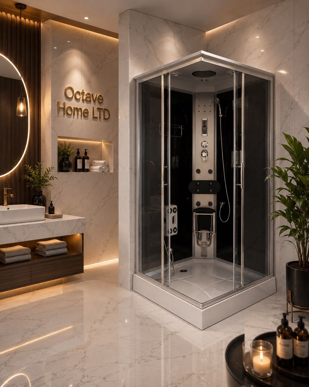 Luxury Steam Shower Room - Executive Square Sliding Door | Spa Experience at Home