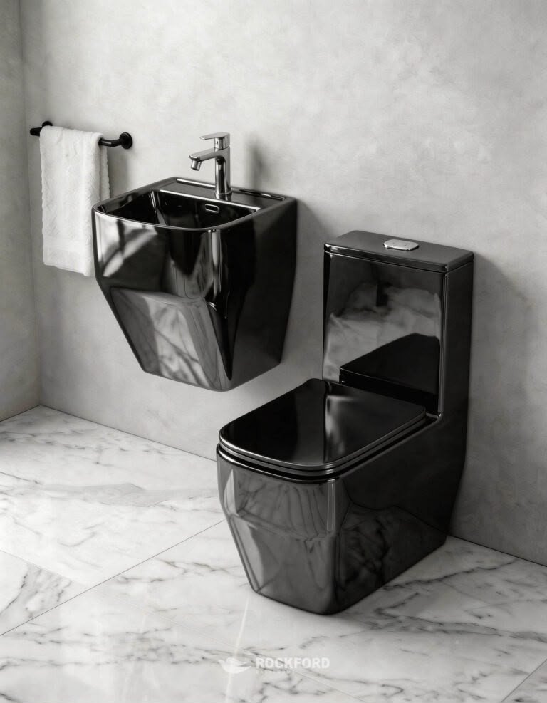 Luxury Close-Coupled Toilet & Wall-Hung Basin Set - Modern Bathroom Suite