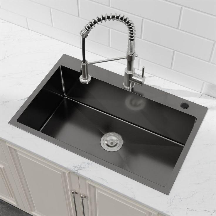 Multifunctional Handmade Kitchen Sink - Deep Bowl, Drainboard, Faucet Included