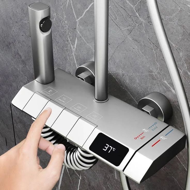 Digital Thermostatic Shower Mixer System with LED Display & Temperature Control